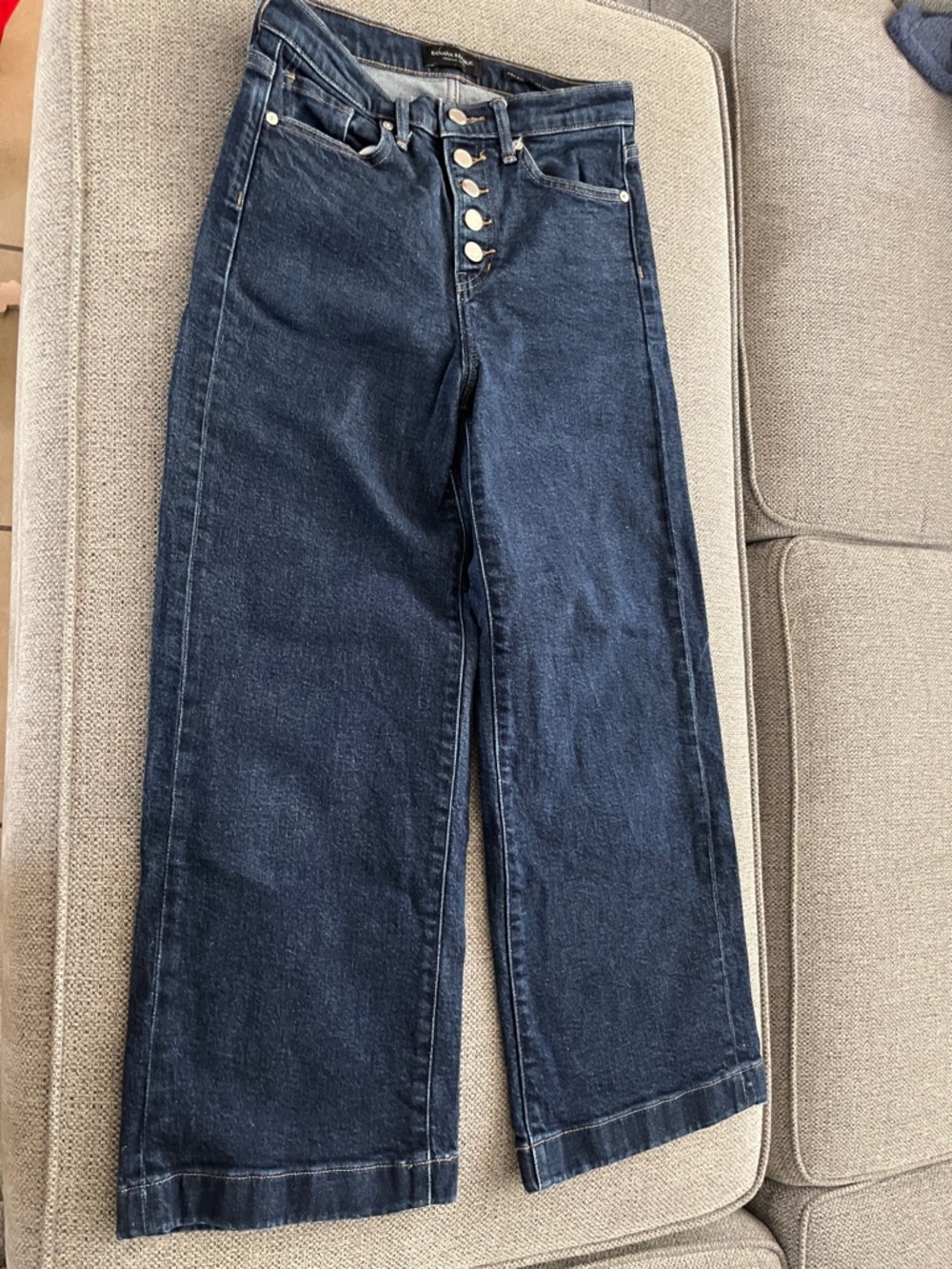 Banana Republic Dark Blue Wide-Leg Button-Fly Jeans
